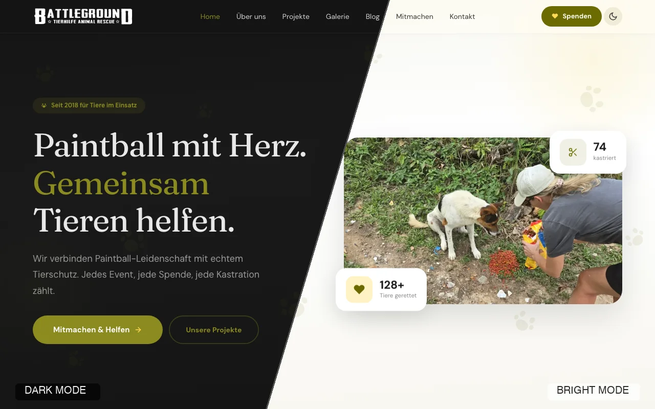 Webdesign Referenz Battleground Tierhilfe e.V.