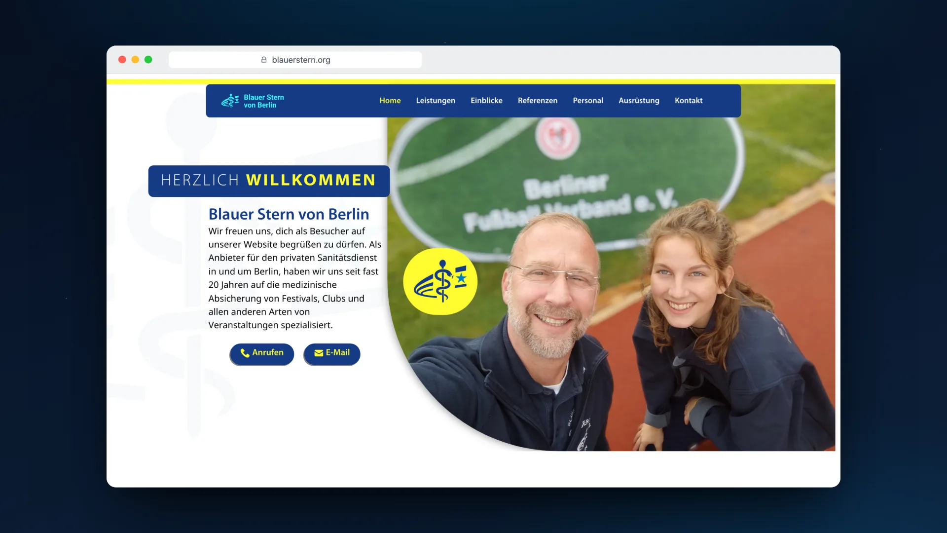 Webdesign Referenz Blauer Stern von Berlin Rettungsservice GmbH