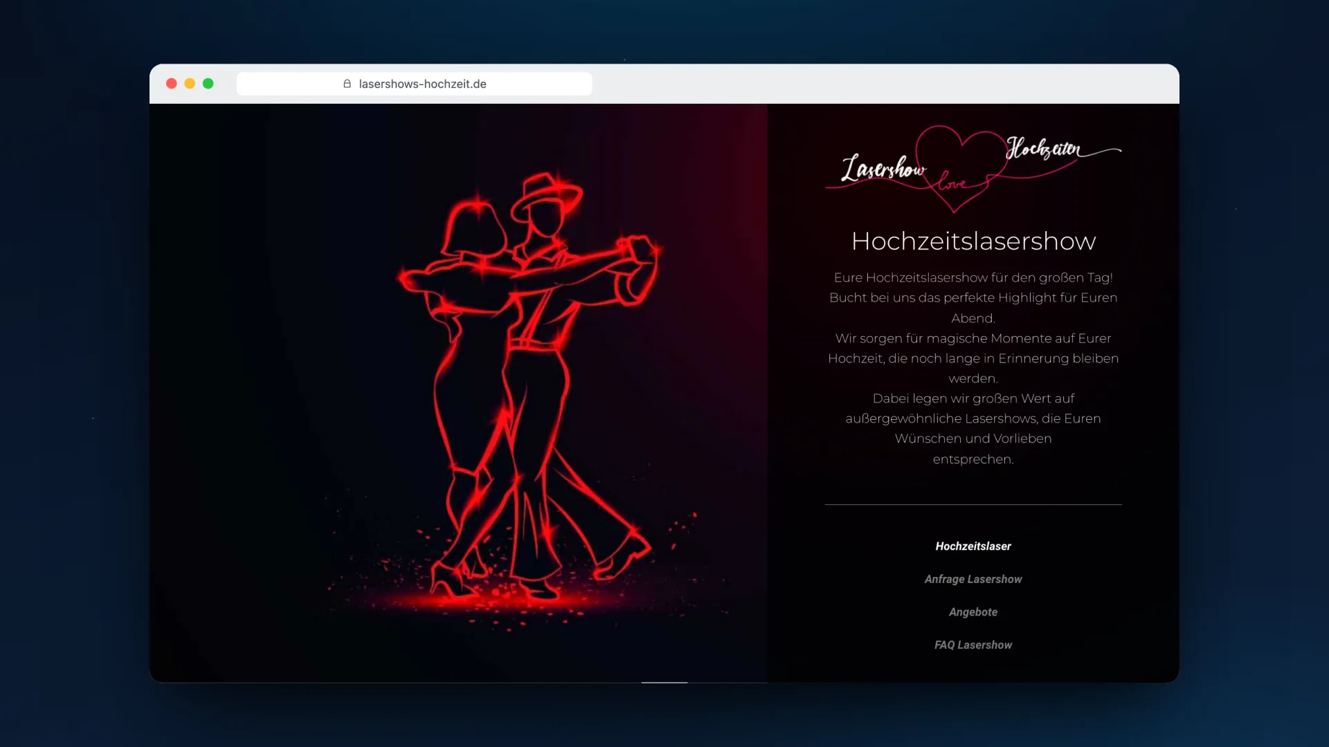 Webdesign Referenz Hochzeitslaser