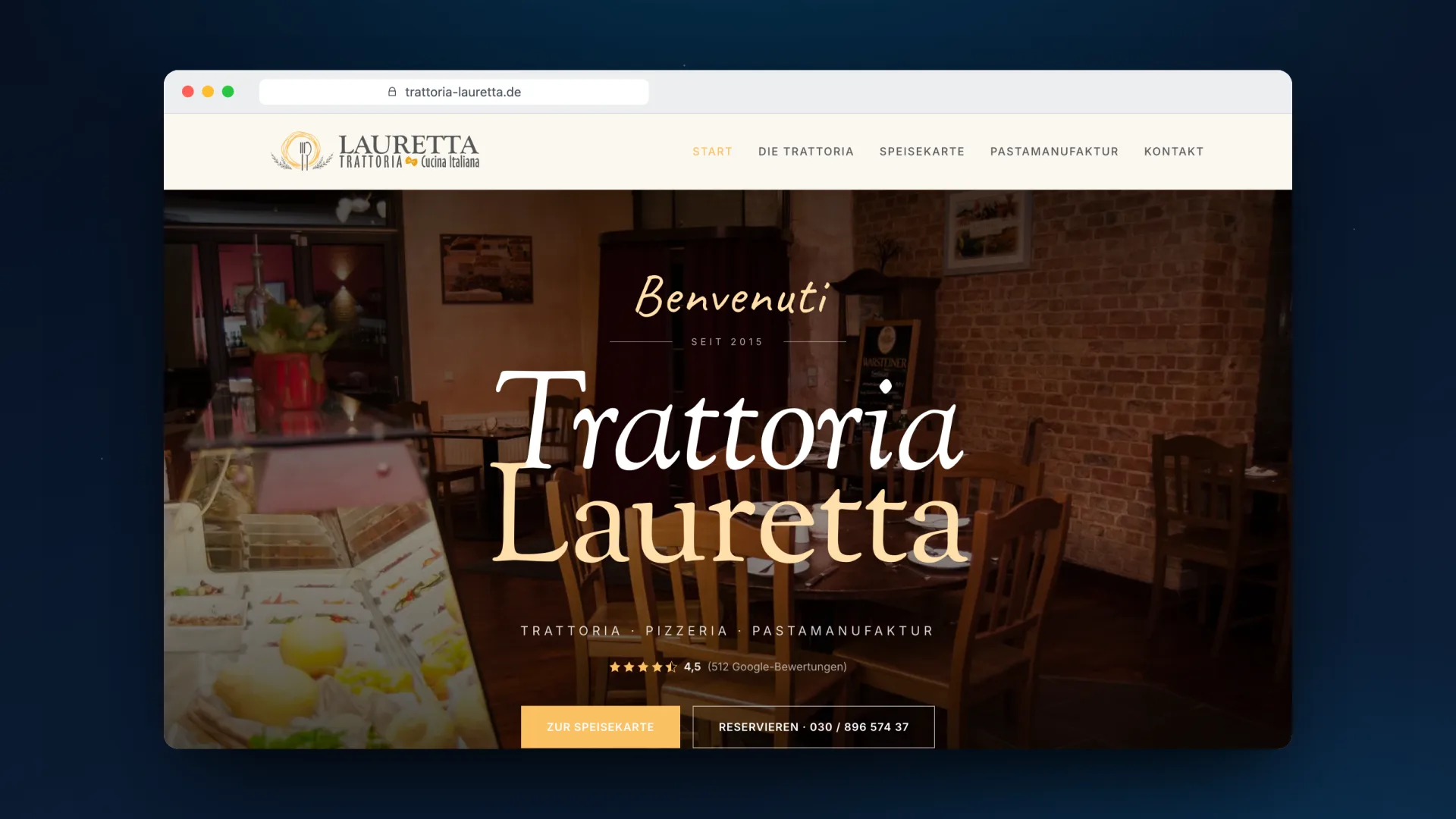 Webdesign Referenz Trattoria Lauretta