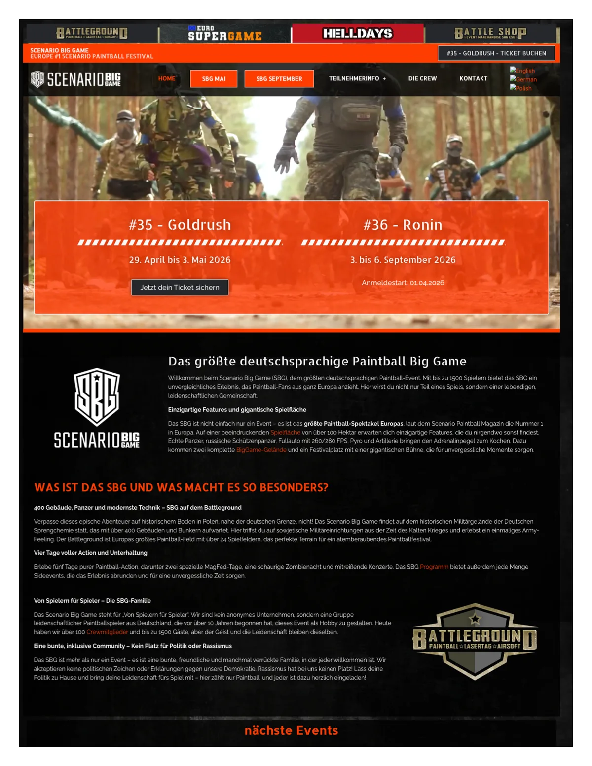 Alte Website — Scenario Big Game